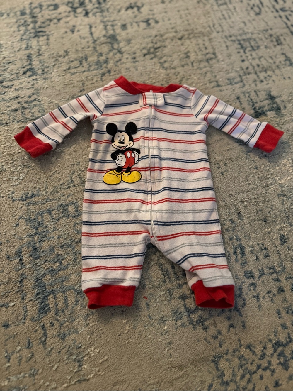 Gymboree White, Red & Blue Striped Mickey Mouse Footie